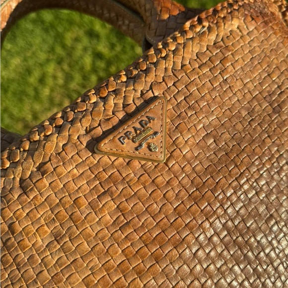 Prada Tan Leather Tote Bag with Textured Finish - Picture 2 of 6